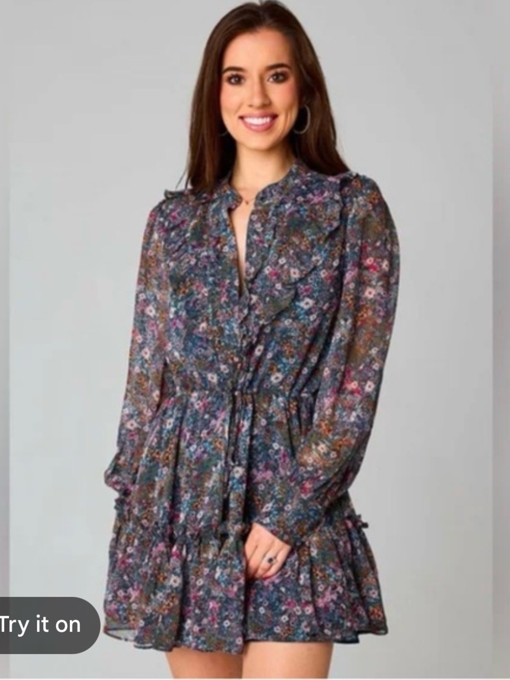 Buddy Love Floral Tie-Front Blouse Dress - Multicolor